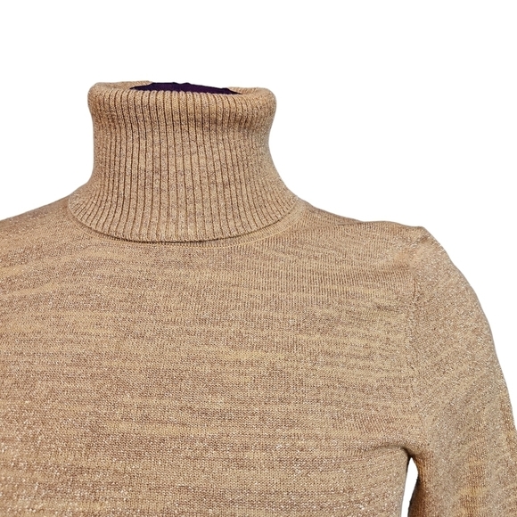 Maggie by Magaschoni Gold Form Fitting Turtleneck Sweater Size XS Women's N27 - Picture 3 of 9